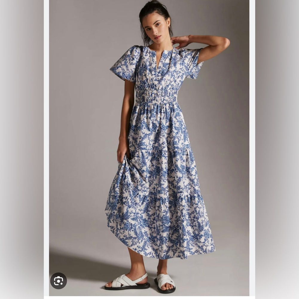 Anthropologie Somerset Maxi Dress - Blue and White SOLD OUT print - XS